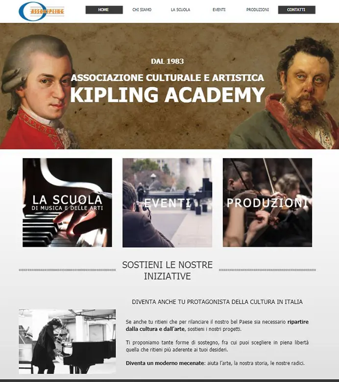 Sito web realizzato per "Kipling Academy", scuola di musica.