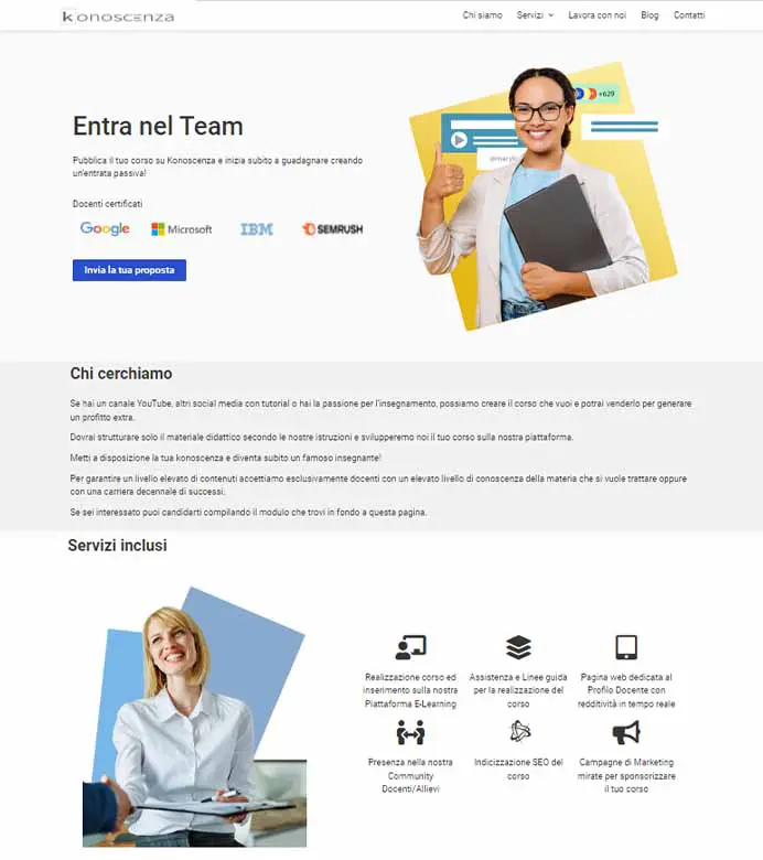 Sito web realizzato per "Konoscenza", portale di educazione online.