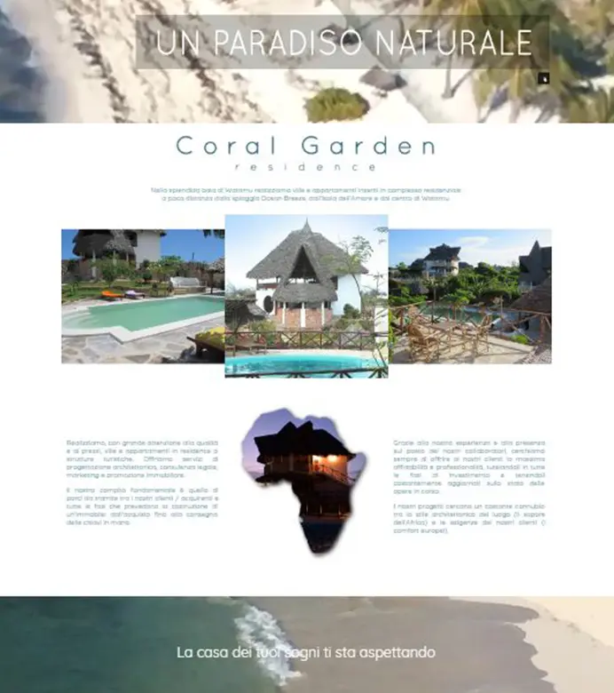 Sito web realizzato per La mia casa in Kenya, portale immobiliare.