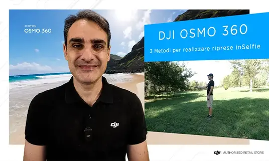 Foto di Massimiliano che presenta un video per DJI.