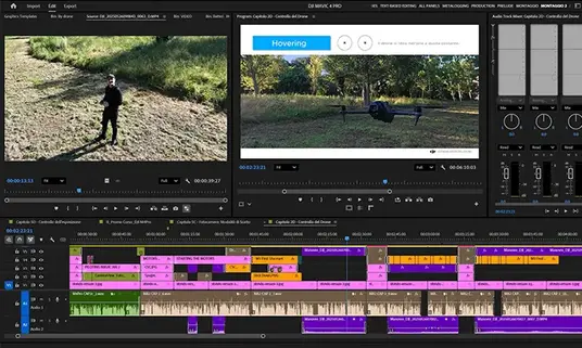 Screenshot dell'interfaccia del software di post-produzione video Adobe Premiere Pro CC.