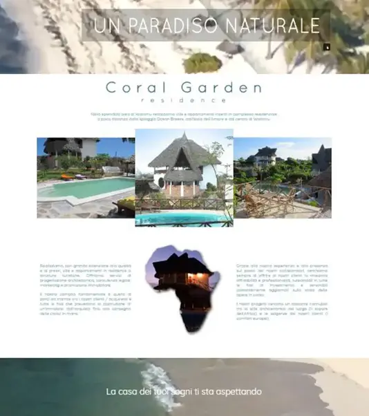 Home page del sito web realizzato per La mia casa in Kenya..