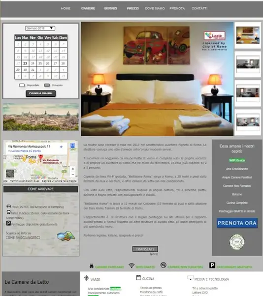 Pagina del sito web realizzato per Bellissima Roma.