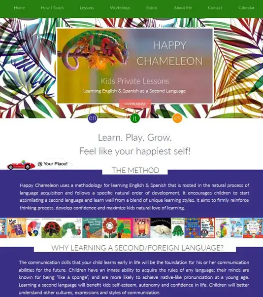 Home page del sito web realizzato per Happy Chameleon